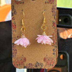 Pink Floral Drop Earrings